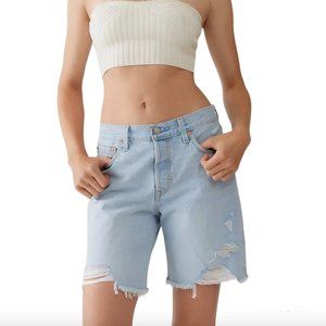 Levi's Premium 501 90s Denim Distressed Light Blue Shorts Womens Sizes 26-31 New